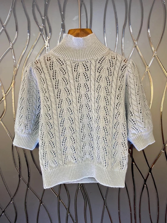 

2020 autumn and winter new fashion women's high-neck hollow decorative sleeves all-match sweater 1212