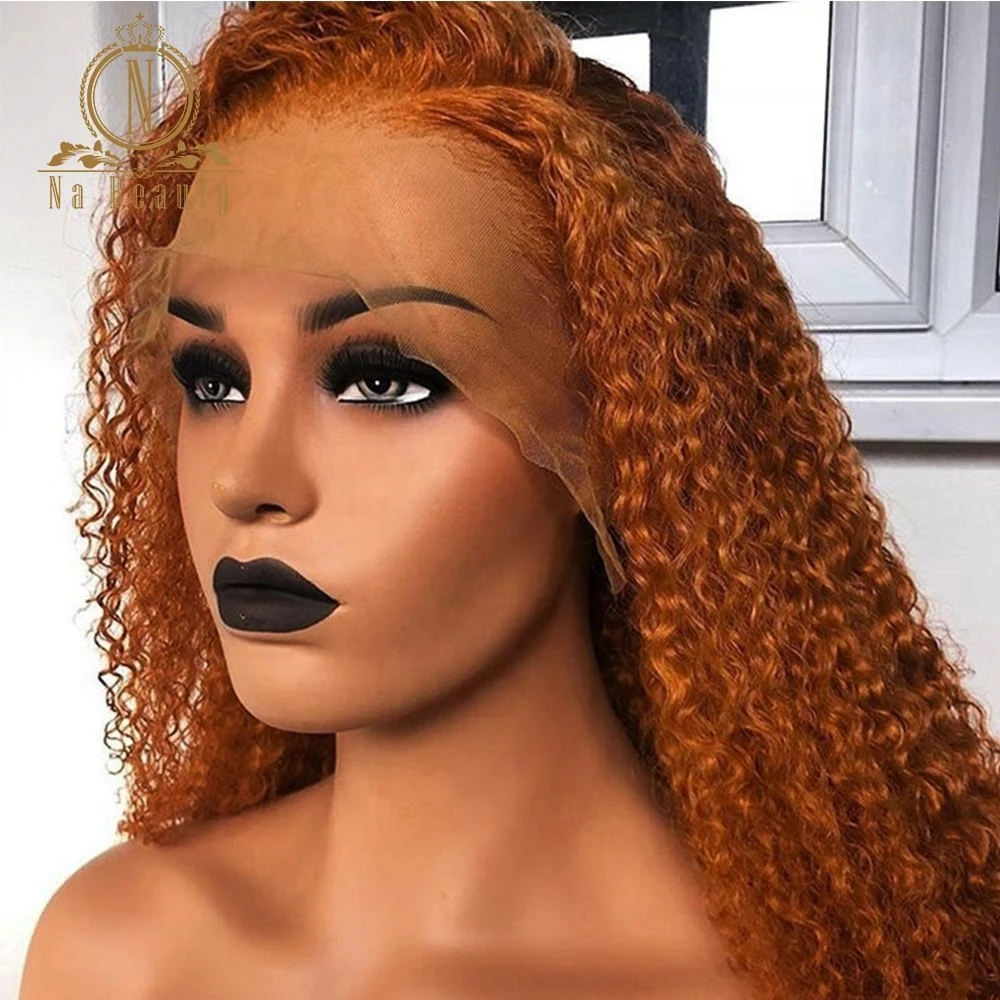 Парик из человеческих волос Ginger Orange T Part парик на сетке спереди предварительно