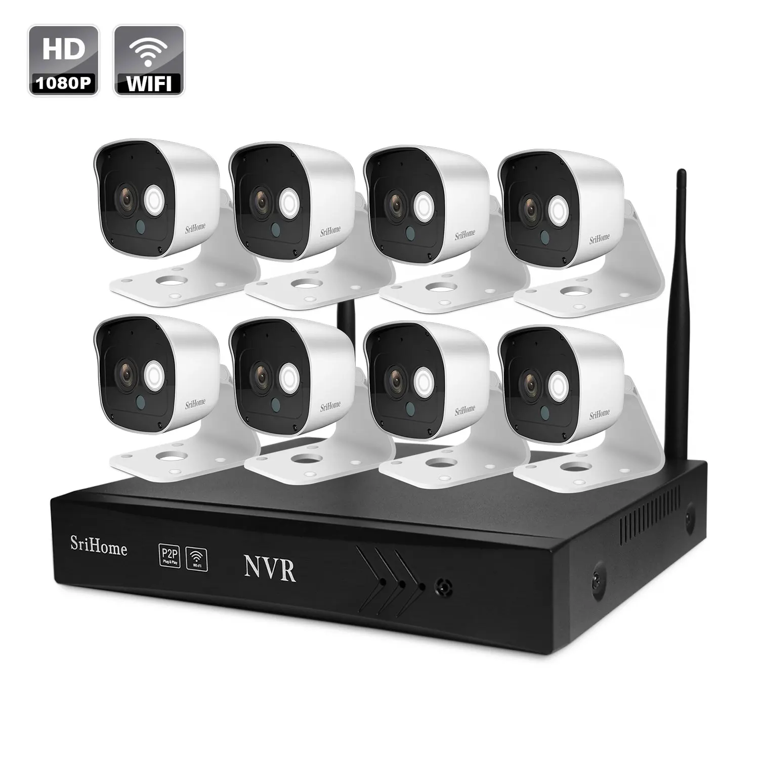 Sricam 4 8 канальный NVR беспроводной комплект qr код 2.0MP сетевой видеорегистратор