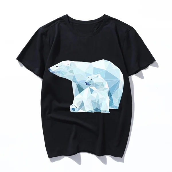 

polygonal polar bear Men Cool Graphic Print T-shirt Cotton O-neck Shirts Summer Casual Tops Streetwear Hip Hop Shirt