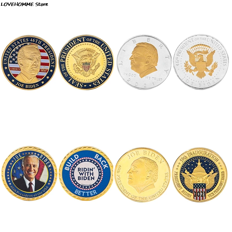 

1PC National Flag Joe Biden President Commemorative Coin Souvenir Challenge Collectible Coins Collection Art Craft