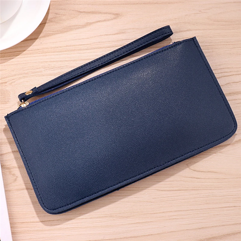 

PU Leather Female Wallet Solid Color Zipper Coin Purse Card Holder Fashion Female Street Hand Holding Money Bag