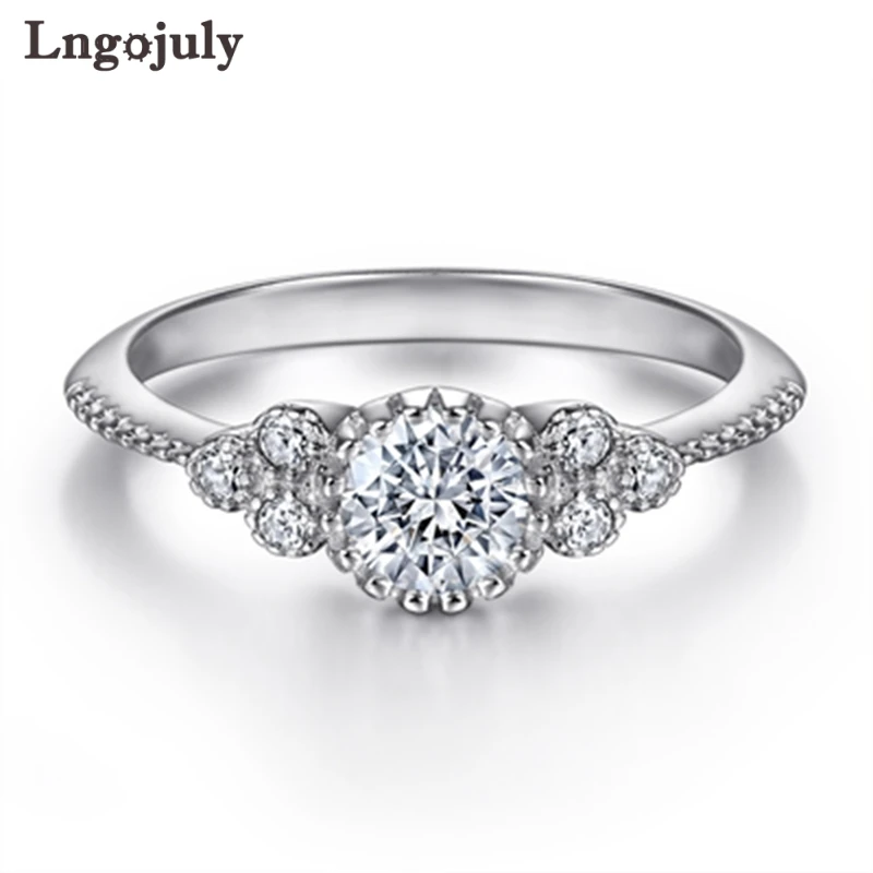 

Luxury Wedding Ring For Women Pure 100% 925 Sterling Silver Zirconia Rhinestone Rings For Girl Party Silver 925 Jewelry Gifts