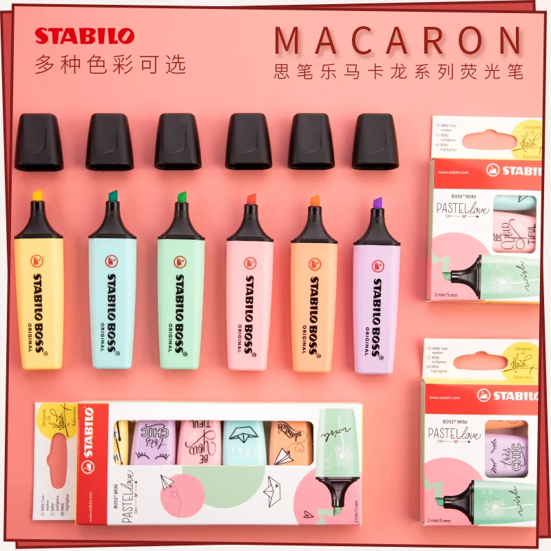 Немецкие маркеры STABILO-оригинальные и пастельные 15 Ручка флуоресцентного цвета |