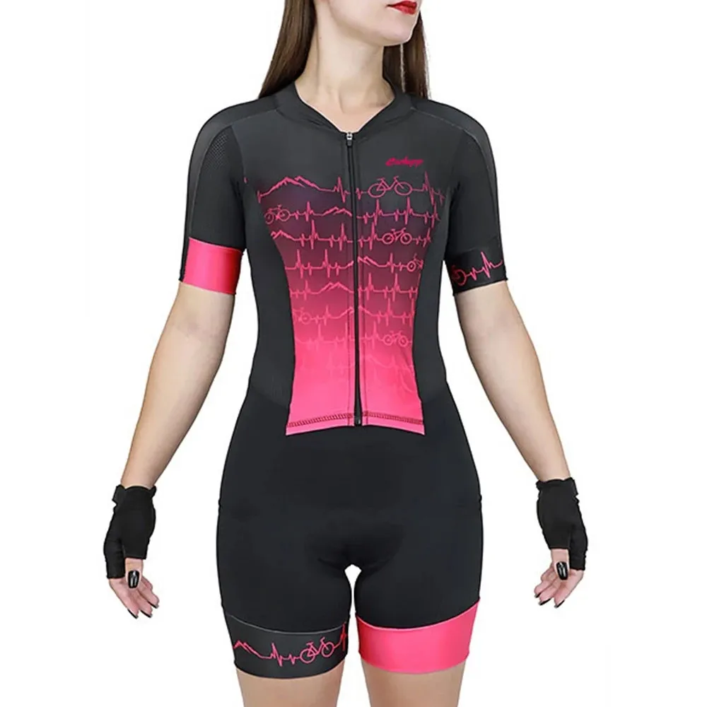 

Ciclopp Triathlon Short Sleeve Jumpsuit Cycling Clothing Female Short Jumpsuit Blue Macaquinho Ciclismo Feminino Dress
