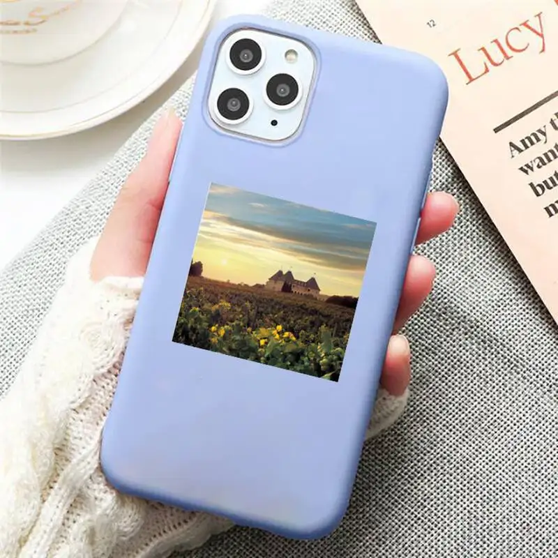 

Beautiful scenery Cottagecore Style Phone Case Candy Color for iPhone 6 7 8 11 12 s mini pro X XS XR MAX Plus