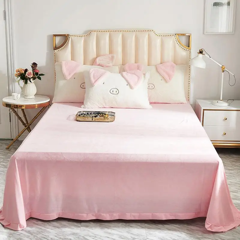 43 4 шт. свиньи уши постельное белье розового и белого цвета из мягкой флисовой