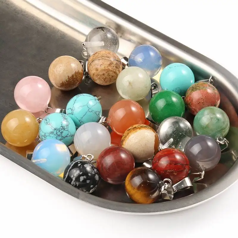 10 шт. 14 мм Натуральный камень подвески шар подвеска белые с украшением в виде