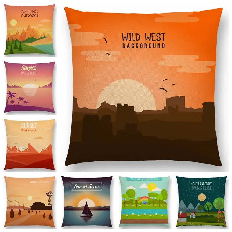 Новинка весенне зимний чехол для диванной подушки с природой полетом гор рекой