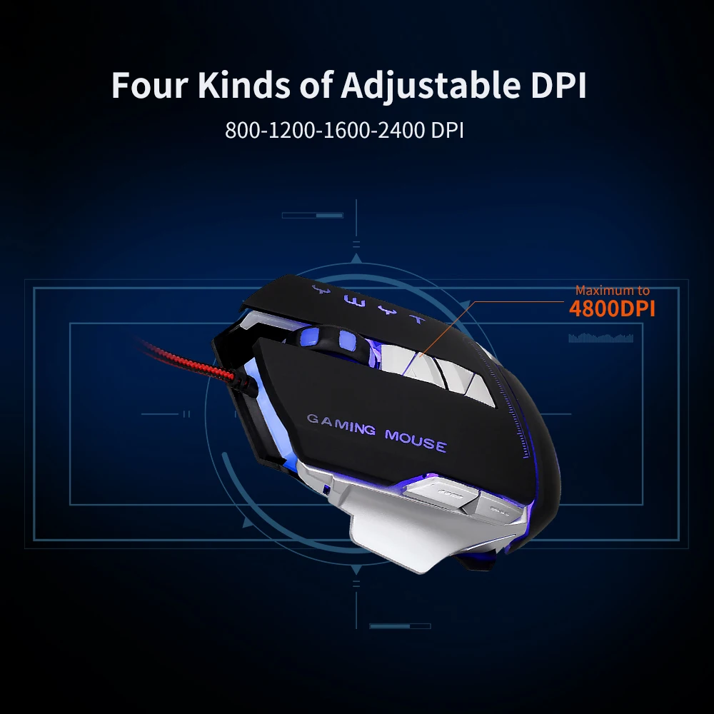 

YWYT Wired Gaming Mouse Professional Macro Definition Mouse with Adjustable 4800DPI Gaming Mice with Programmable Buttons mouse