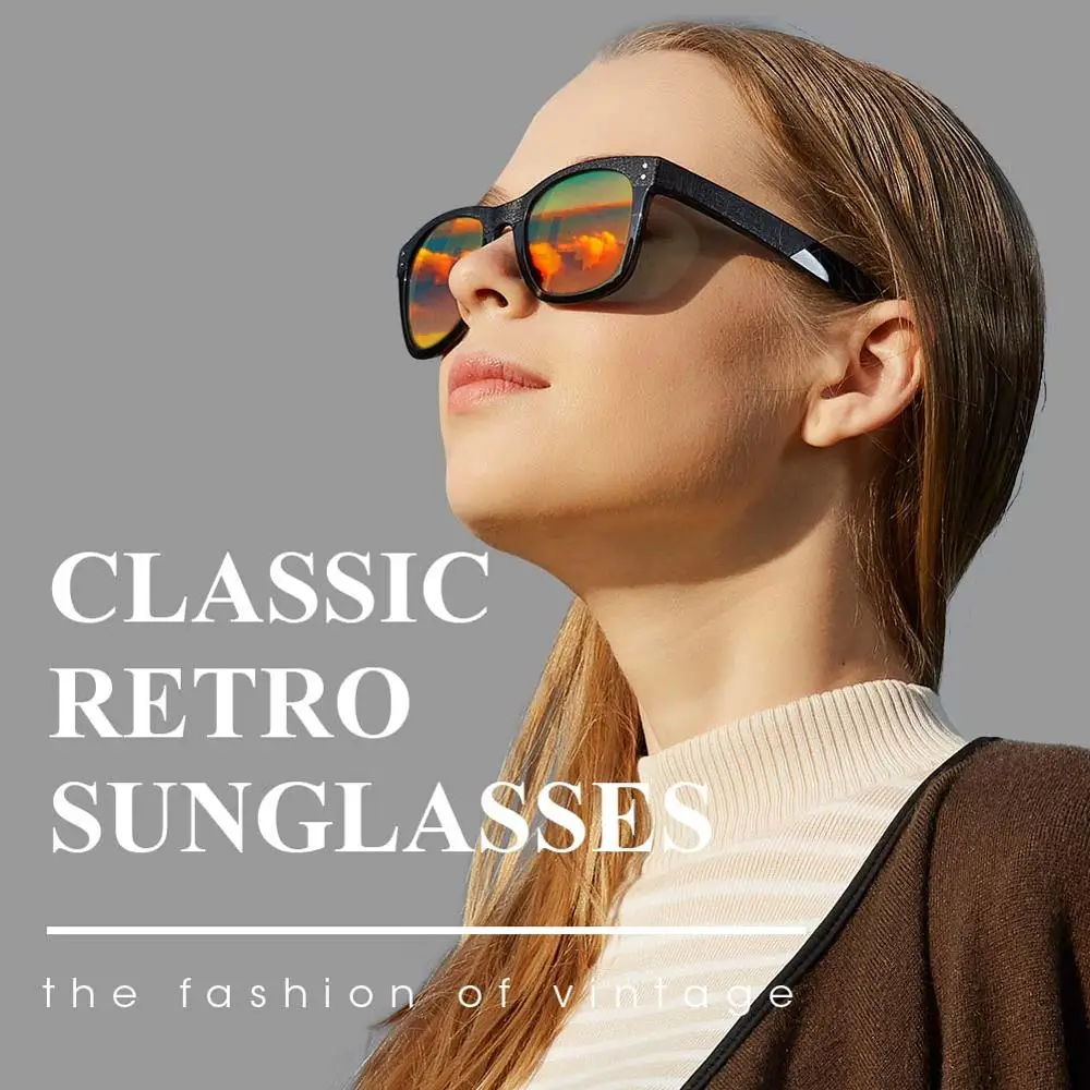 

CAXMAN Tr90 Polarized Sunglasses for Men Women Square Frame Driving Sun Glasses Classic Retro Style