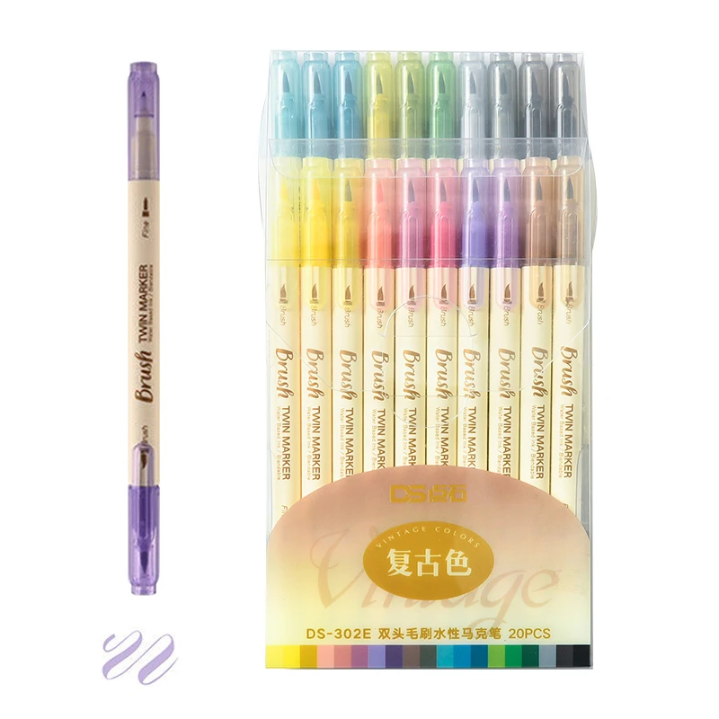 20 шт. Набор двусторонних акварельных маркеров профессиональная графическая