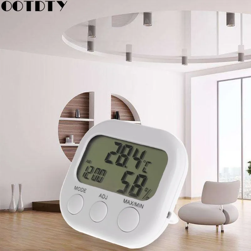 Digital LCD Thermometer Humidity Meter Hygrometer Max Min Air Temperature Clock | Инструменты