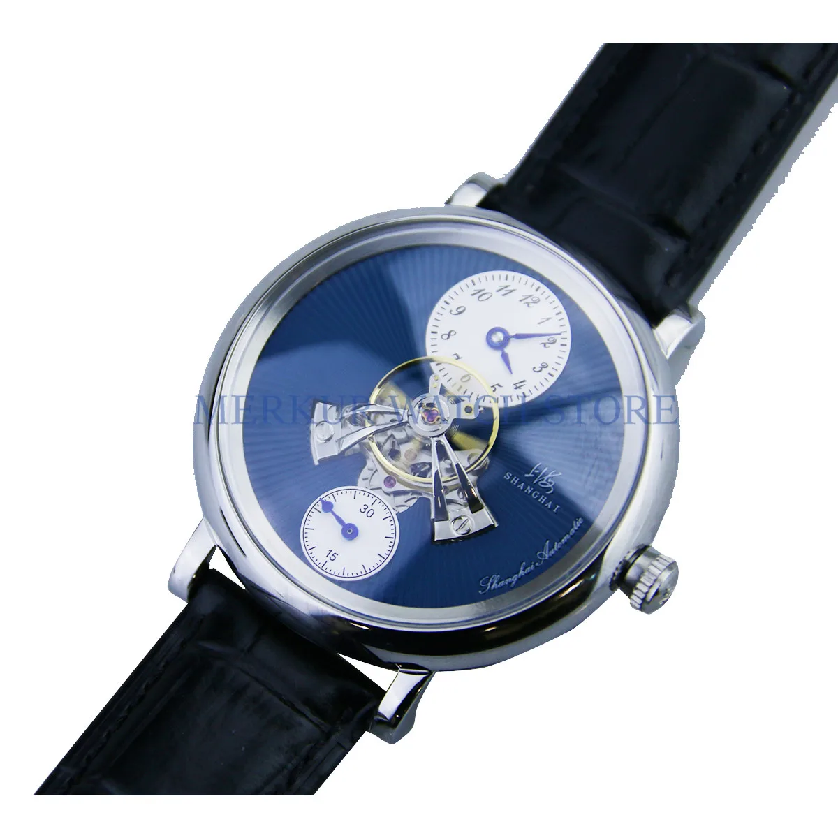 Мужские наручные часы Шанхай летающее центровое колесо сапфировое поп стекло