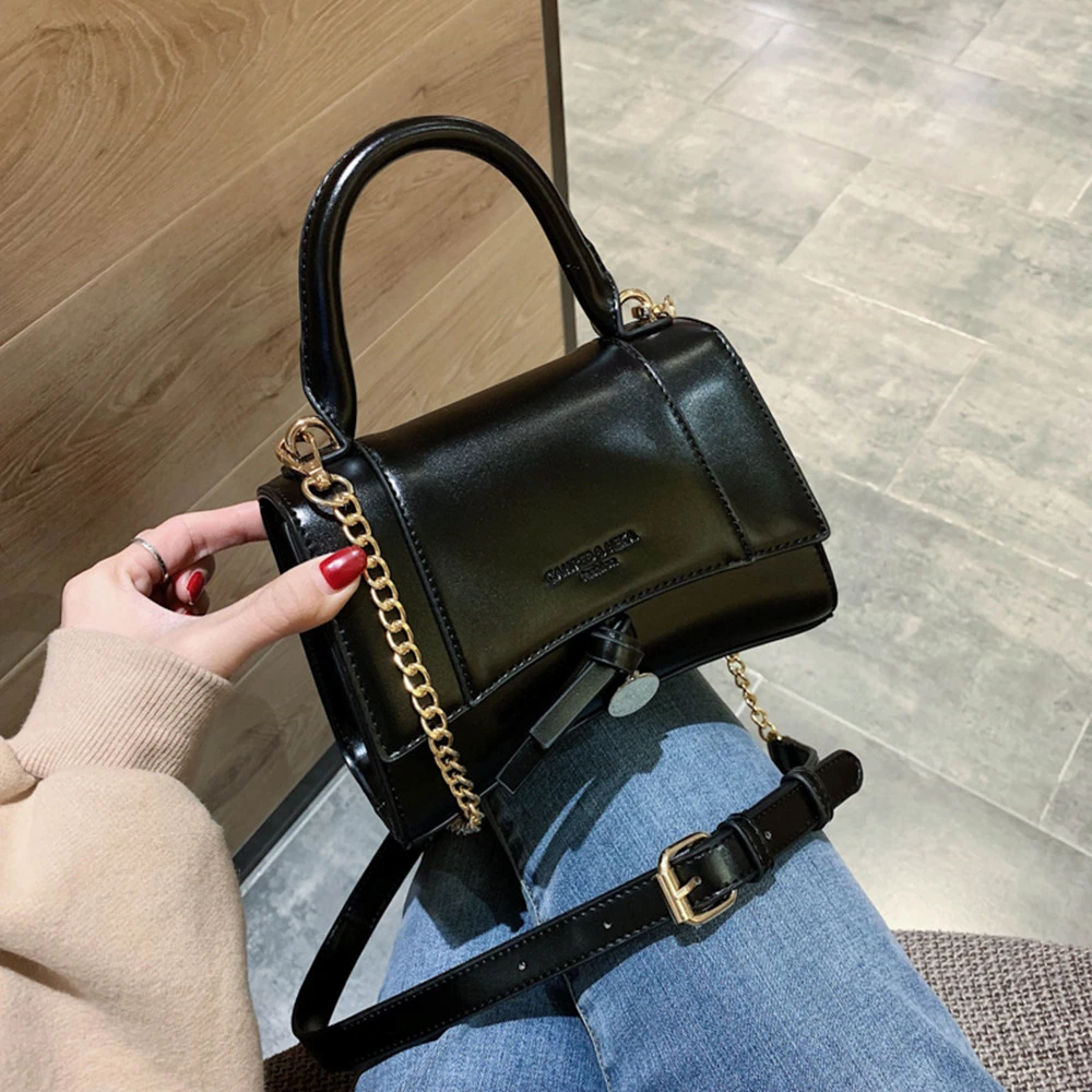 

2020 Fashion Black Handbag Chain Letter Shoulder Bag Versatile Luxury Purses And Crossbody For Women Designer Bolsa Feminina Sac