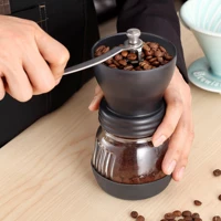hand coffee mill coffee bean grinder with glass storage tank portable manual coffee grinder with reusable creative burr