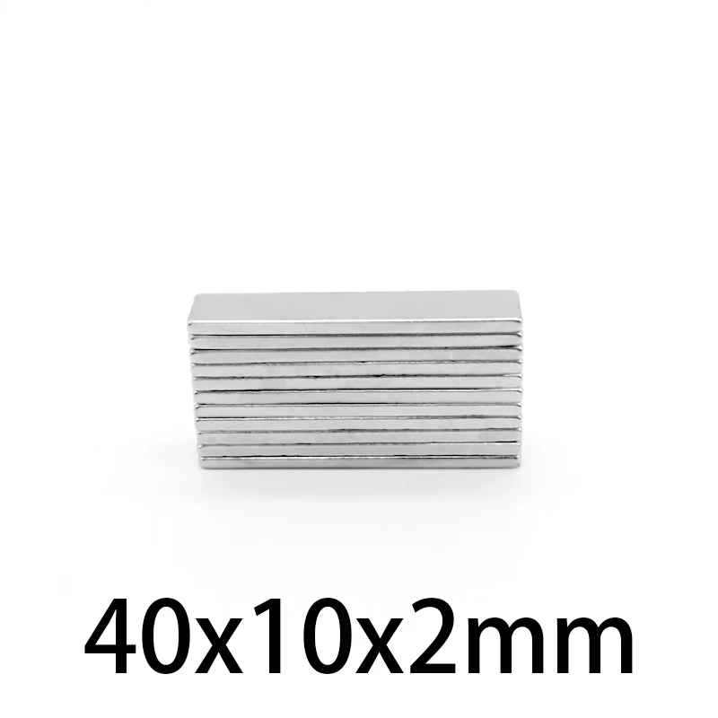 

10-100PCS 40x10x2mm Strong Sheet Rare Earth Magnet Thickness 2mm Block Rectangular Neodymium Magnets N35 40*10*2 mm