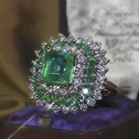 milangirl ladies womens ring classic white green crystal cubic zircon rhinestone female ring for wedding jewelry size 5 11