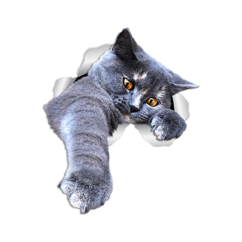 

S30969# Self-adhesive Decal PLAYING GREY CAT Car Sticker Motorcycle Laptop Waterproof Auto Decors on Bumper Rear Window Laptop