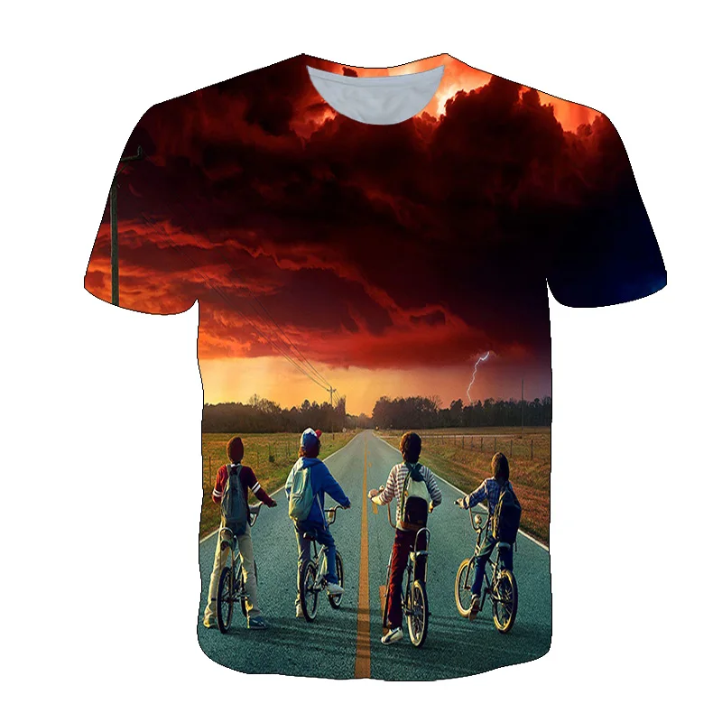 

Fashionable Men's T-shirt Summer 3D Printing Casual Short Sleeve A Group of Strangers things Men's Anime Clothes