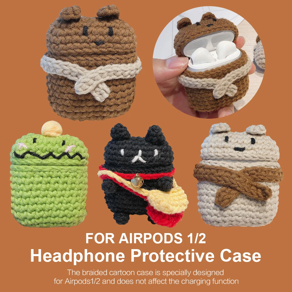 Шерстяной Чехол для наушников ручной вязки Для Apple Airpods чехол беспроводных Bluetooth