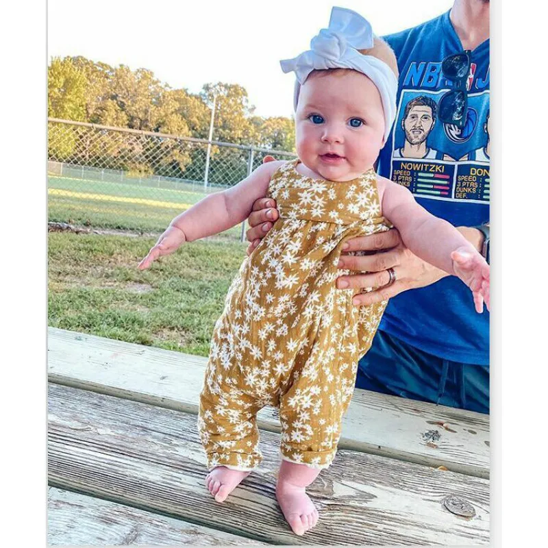 Жилет для новорожденных девочек комбинезон с цветочным принтом брюки без