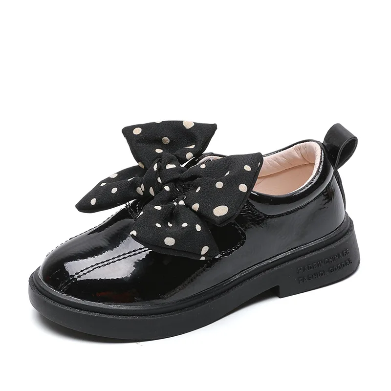 Zapatos de cuero para ni&ntilde;as, zapatillas planas de princesa con pajarita, primavera y oto&ntilde;o, E436, 2022-4