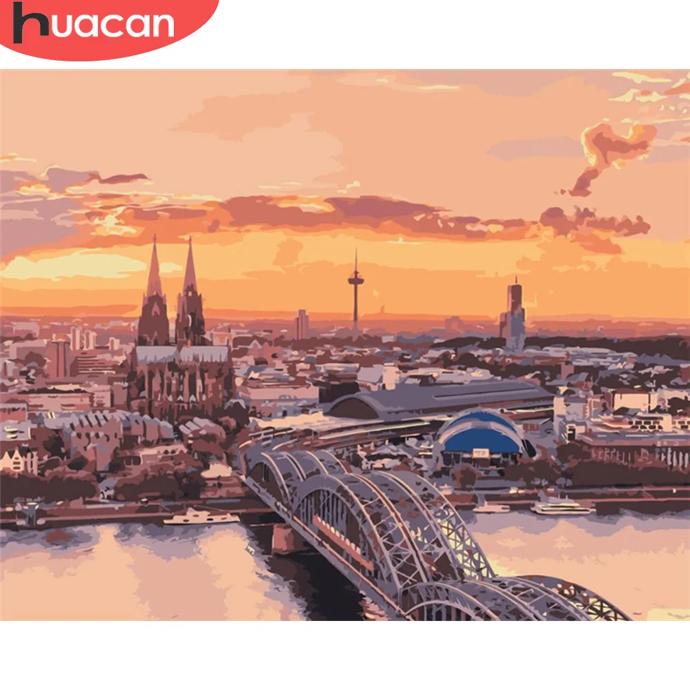 

HUACAN DIY Pictures By Number City Kits Painting By Numbers Scenery Drawing On Canvas Hand Painted Paintings Gift Home Decor