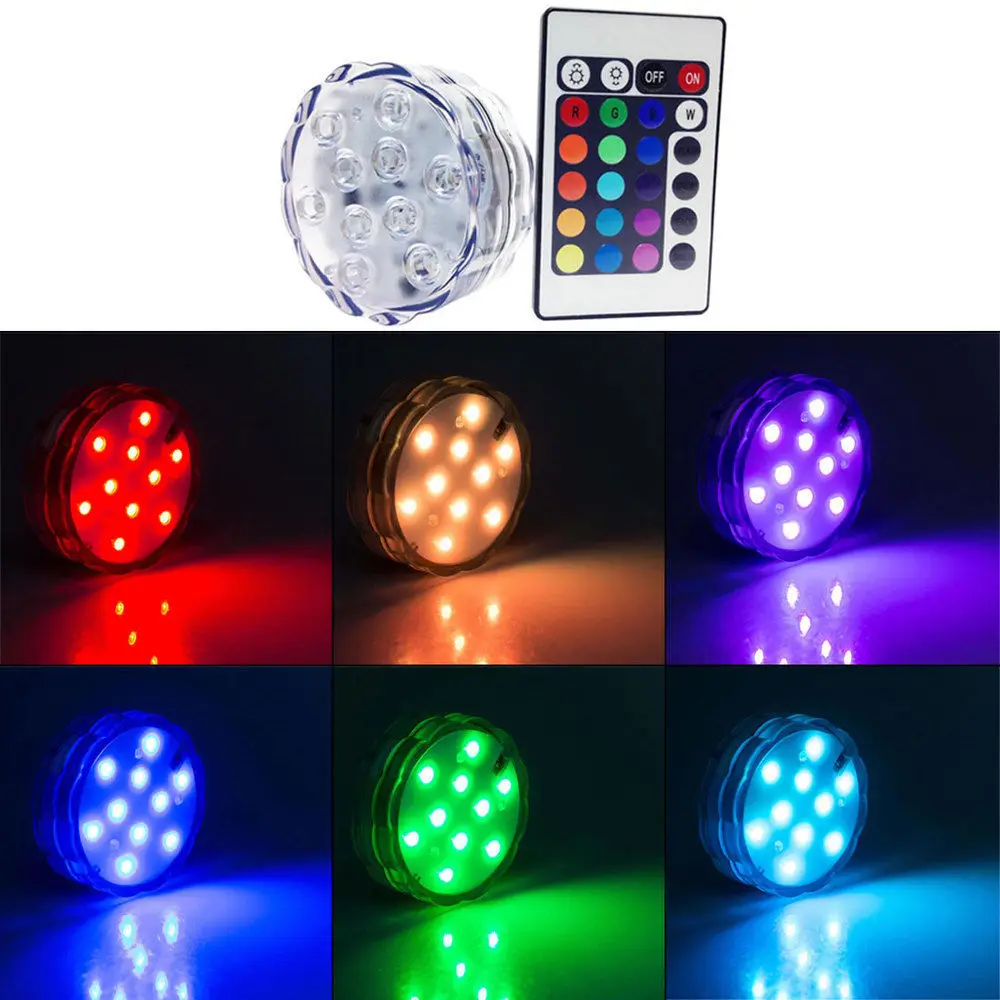 Погружной RGB светильник с дистанционным управлением 10 светодиодов питание от