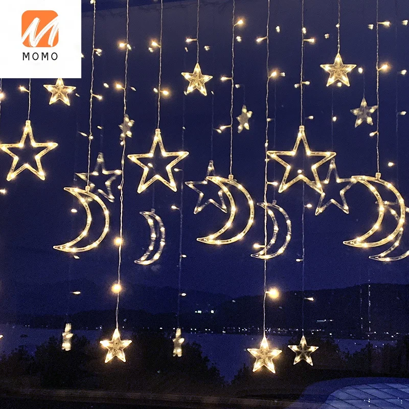 Светодиодные Звездные огни цветные мигающие гирлянды звездная сеть красный