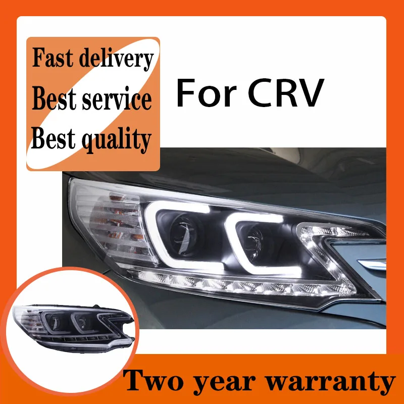 

For Honda CRV CR-V Led Headlights 2012 2013 2014 Head Lamp Double C Angel eye led DRL front light Bi-Xenon Lens