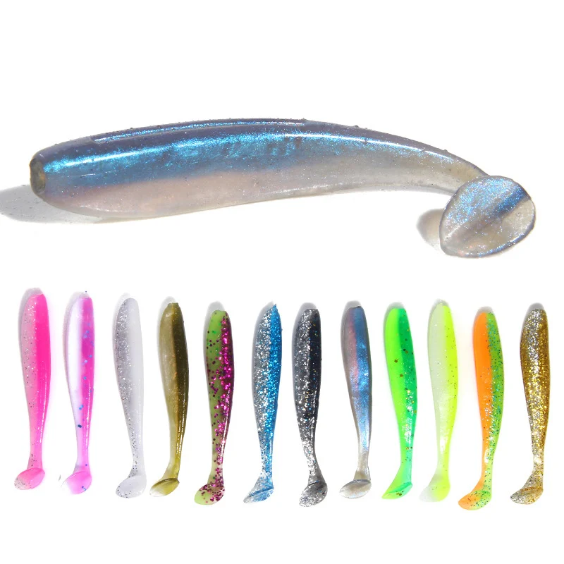 

10pcs / Set Fishing Lure 1.8g/6.5cm Silicone 3D Eyes Artificial Double Color Worm Soft Baits Sea Fishing Swimbait Fishing Tackle