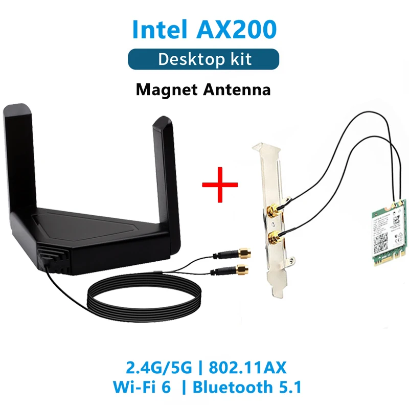 Диапазон 1730 Мбит/с беспроводной AX200NGW Настольный комплект Магнитная антенна NGFF M.2
