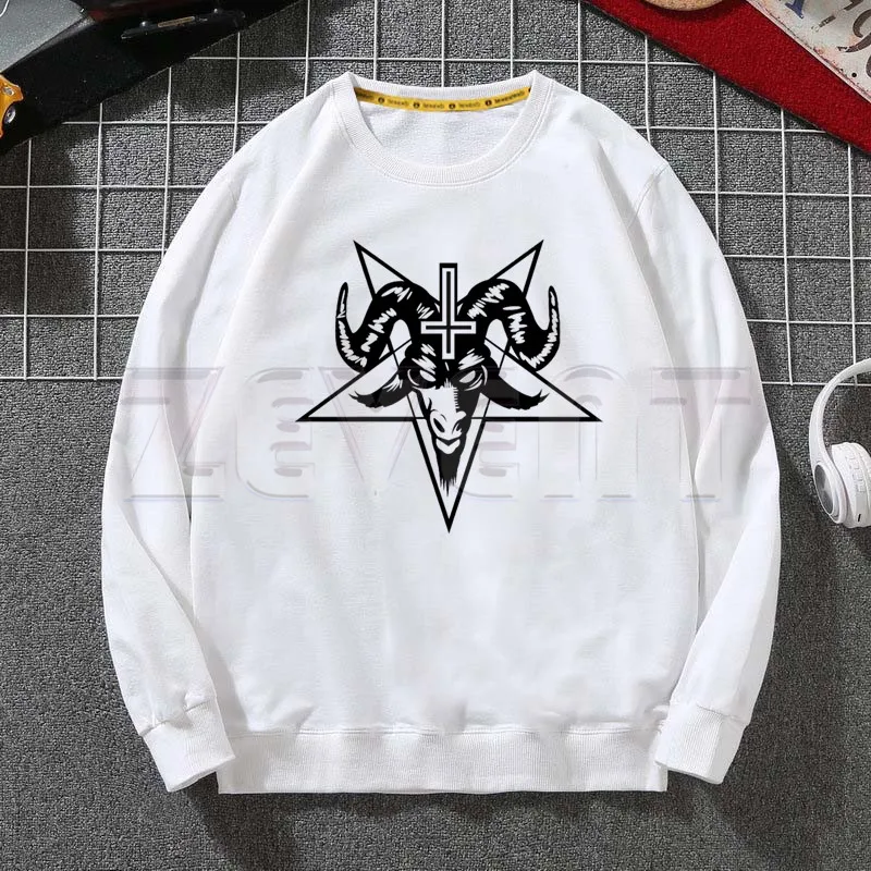 Evil Satanism Grim Reaper Baphomet Hoodie Casual Sreetwear Men Lucifer Demon Death Scary Tops Harajuku Long Sleeve Sweatshirt | Мужская
