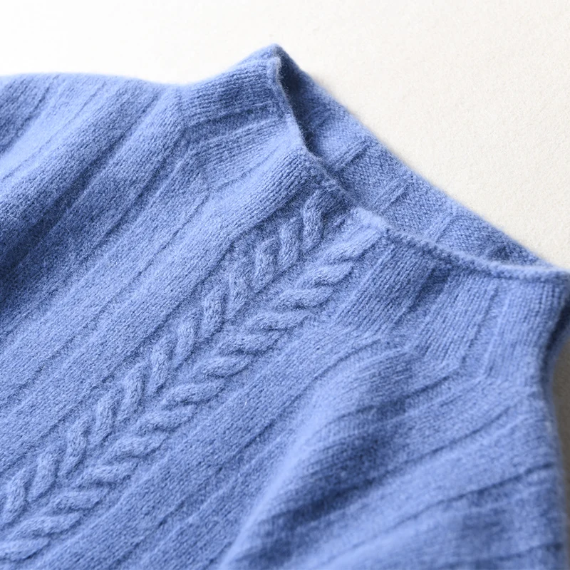 100% Wool New Autumn winter Women Knitted Sweater Pullovers Half collar sweater Solid Color Elastic Twist Lady Tops | Женская одежда