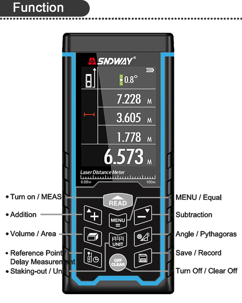 Дальномер SNDWAY лазер цифровой 120 м лента дальномера измерительная линейка рулетка