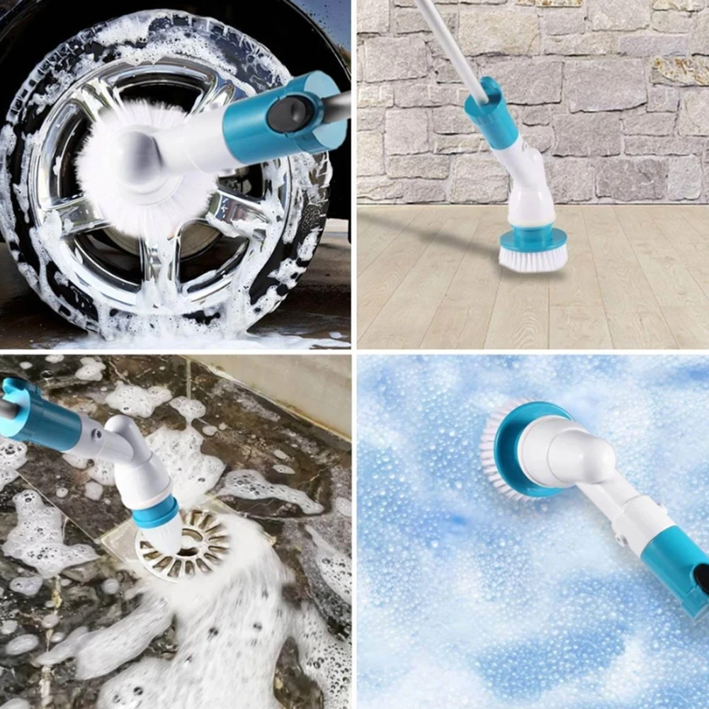 

Electric Spin Scrubber Turbo Scrub Cleaning Brush Cordless Chargeable Bathroom Cleaner with Extension Handle Adaptive Brush Tub