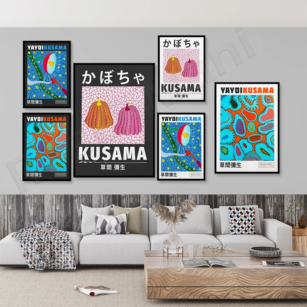 

Yayoi Kusama Super Pumpkin Works Exhibition Canvas Posters and Prints Gallery Wall Art Picture Museum for Living Room Decor