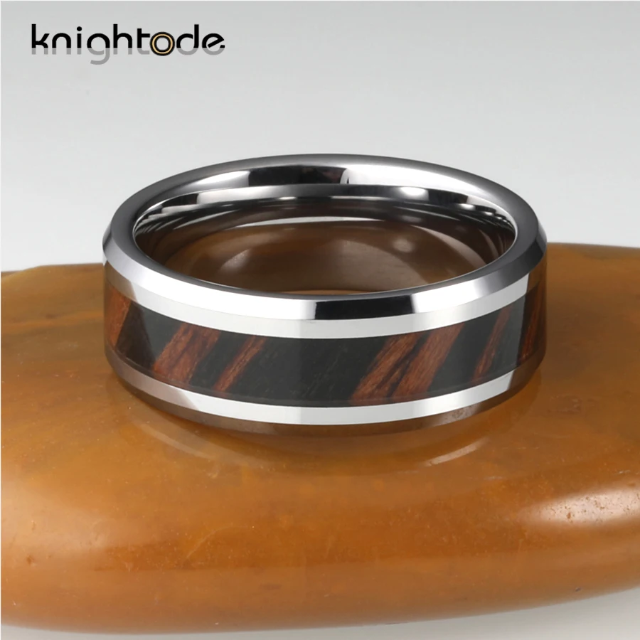 8 мм вольфрамовое Карбидное кольцо с деревянной инкрустацией для мужчин и женщин
