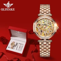 oupinke mechanical women watch sapphire fashion switzerland luxury gold ladies wristwatch automatic diamond watch women clock