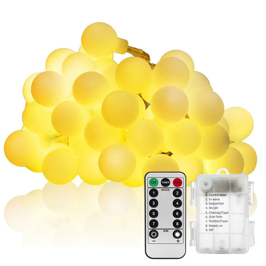 

100 LED Ball Light String Light LED Battery Remote Control Waterproof Romantic Fairy Lights String for Party Wedding Decor 10M