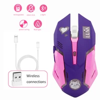 2 4g wireless mouse colorful backlight usb pc computer cute gaming mice ergonomic mause for laptop pc girls pink cute kids