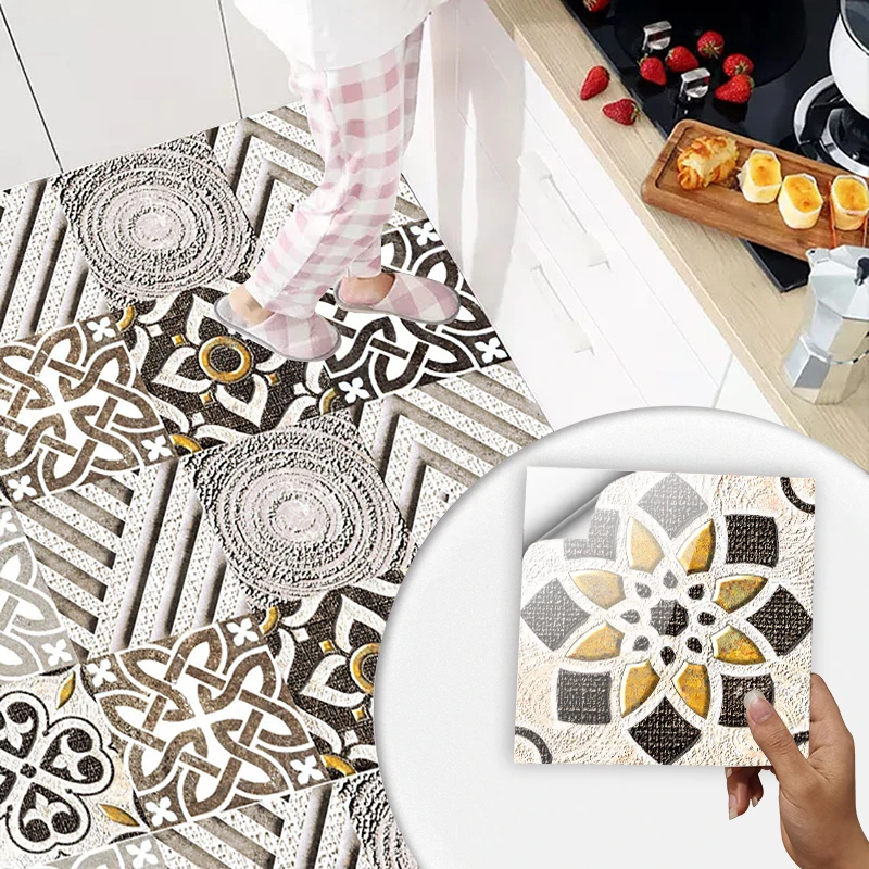 

10pcs Portuguese Style Matte Surface Wall Sticker Film For Tiles /Ground in Kitchen Stairs Wardrobe Art Wallpaper Peel & Stick
