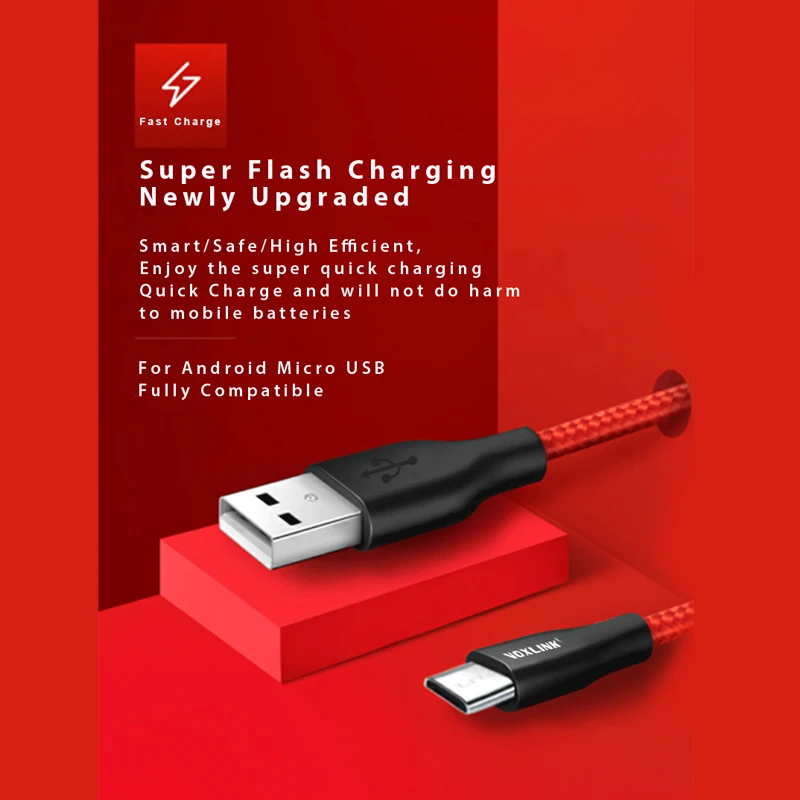 VOXLINK Micro USB Cable 2.4A Phone Fast USB Cord Charge for Xiaomi Redmi Note5 Micro Charger Data Cable for Samsung USB Cord