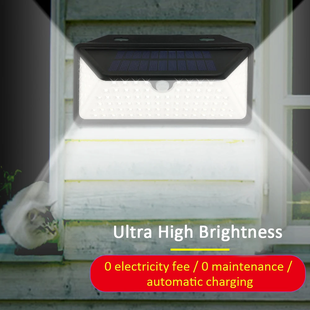102 светодиодный солнечный светильник открытый движения Сенсор PIR s Lampara