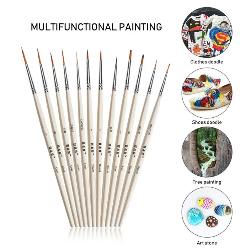 

Nylon Paint Brushes Set, Watercolor Detail Paint Brushes Goat Hair 12pcs For Watercolors,Acrylics,Inks,Gouache,Oil And Tempera