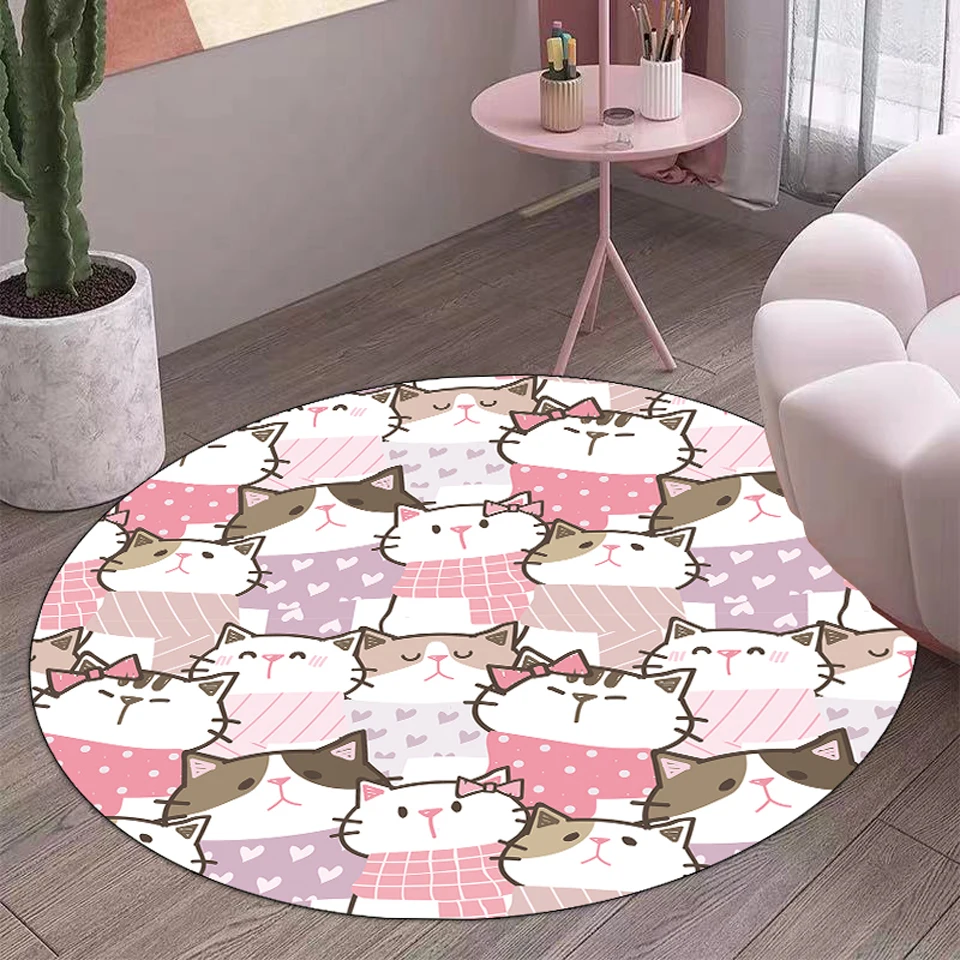 

Cute Cartoon Animal Rug Cat Bear Panda Bunny Dog Face Round Carpet For Living Room Bedroom Soft Kids Room Floor Mat Washable