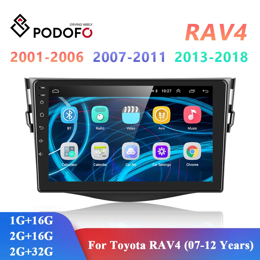 

Автомагнитола Podofo на Android с GPS-навигацией, мультимедийный плеер для Toyota RAV4 2007, 2008, 2010, 2011, 2012, 2DIN, стерео-приемник