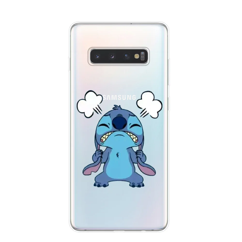 Милые чехлы для телефонов Disneys Stitch для samsung S10 S9 S8 Plus S10e 5G S6 S7 Edge S10Lite, Прозрачная силиконовая Мягкая задняя крышка