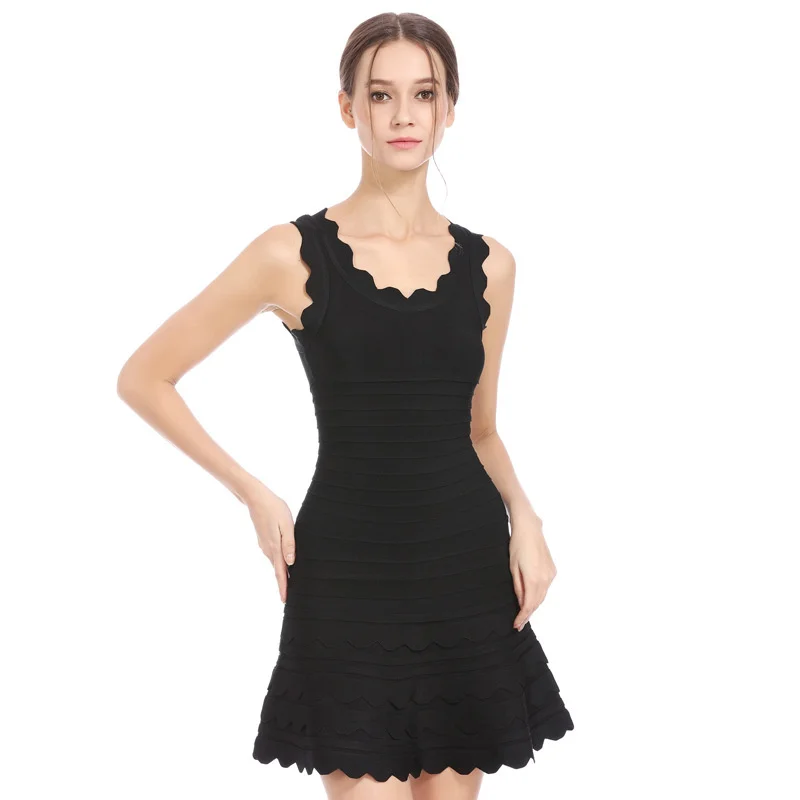 

A-line skirt with rayon bandage skirt, celebrity dress, slim and sleeveless evening dress